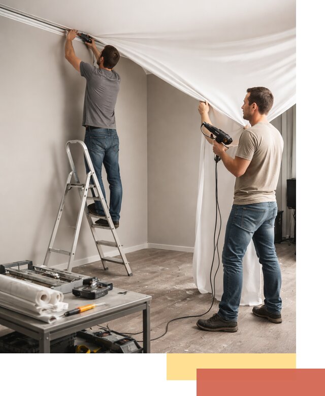 Монтаж натяжного потолка в студии в Сорочинске