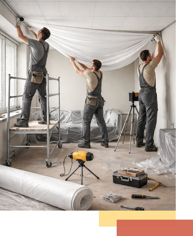 Монтаж натяжного потолка в офисе в Сорочинске