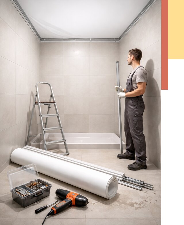 Монтаж натяжного потолка в санузле в Сорочинске от 1911 руб. — ОТДЕЛОЧНИК-Срч