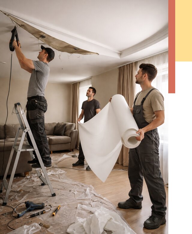 Замена полотна натяжного потолка в Сорочинске от 9812 руб. быстро и недорого | ОТДЕЛОЧНИК-Срч