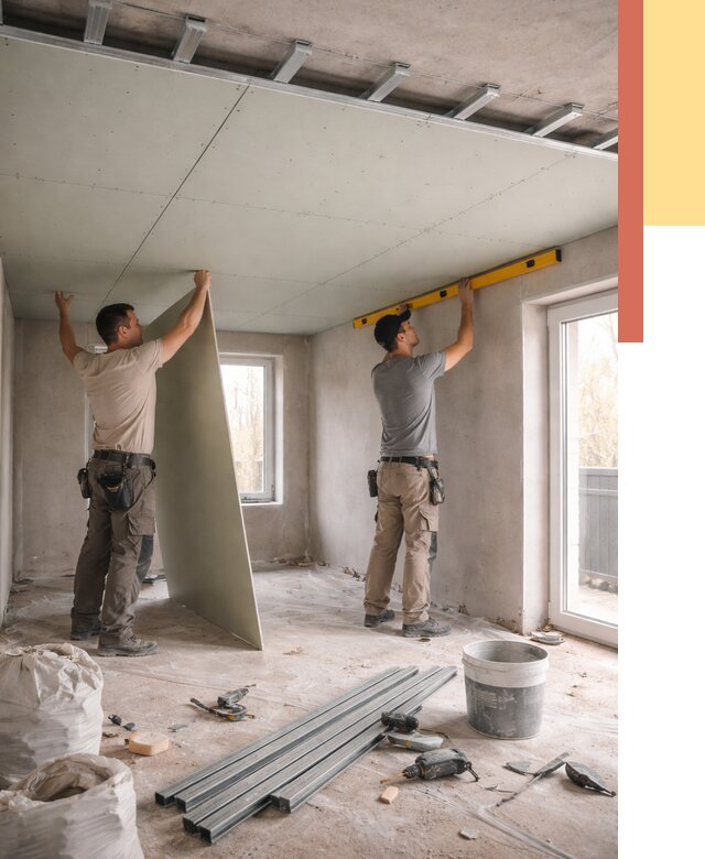 Одноуровневый потолок из гипсокартона в Сорочинске от 775 руб. — монтаж под ключ | ОТДЕЛОЧНИК-Срч