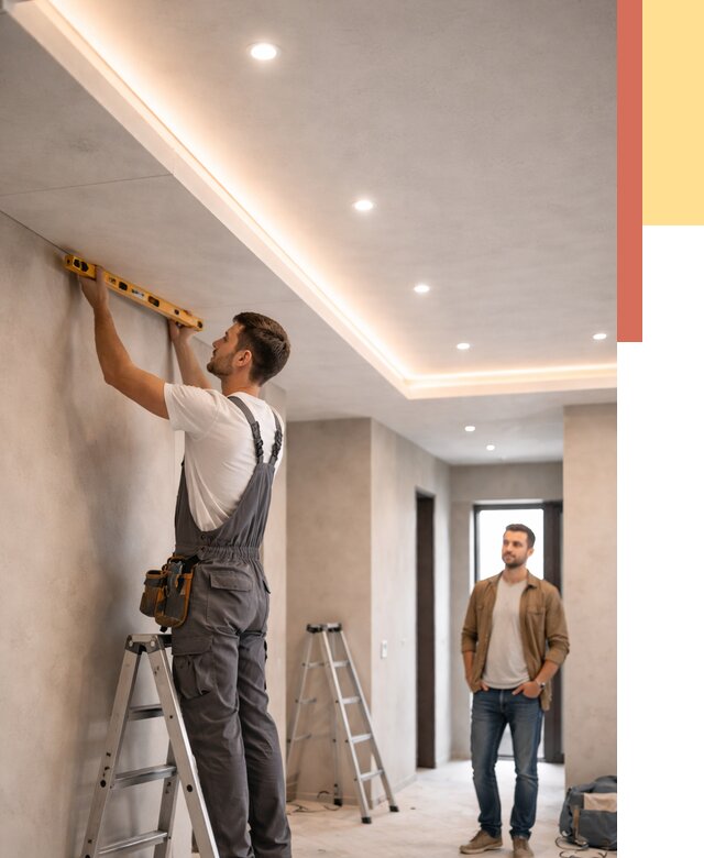 Потолок из гипсокартона с подсветкой в Сорочинске от 775 руб./м2 под ключ | ОТДЕЛОЧНИК-Срч