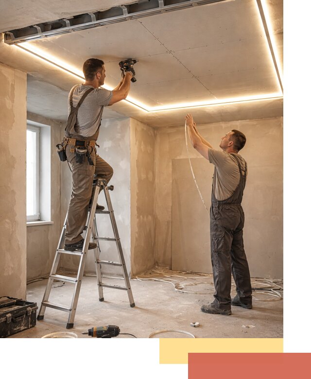 Потолок из гипсокартона с подсветкой в Сорочинске