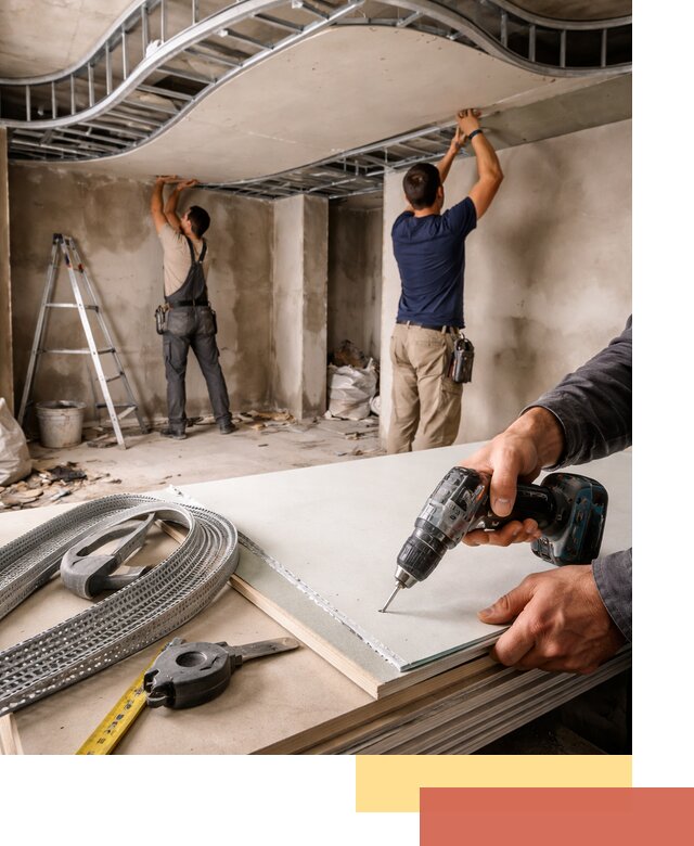 Криволинейный потолок из гипсокартона в Сорочинске — монтаж и отделка