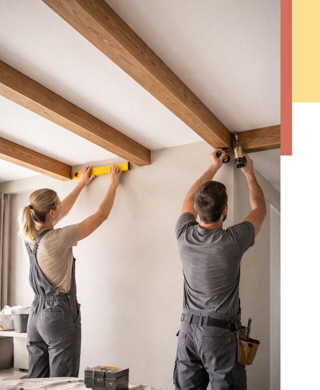 Монтаж декоративных балок на потолок в Сорочинске от 4338 руб. — ОТДЕЛОЧНИК-Срч